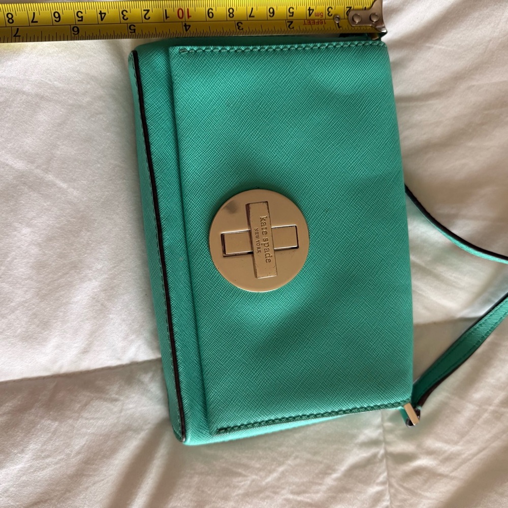 Kate Spade New York Teal Saffiano Leather Crossbody Wallet Clutch - Picture 10 of 11